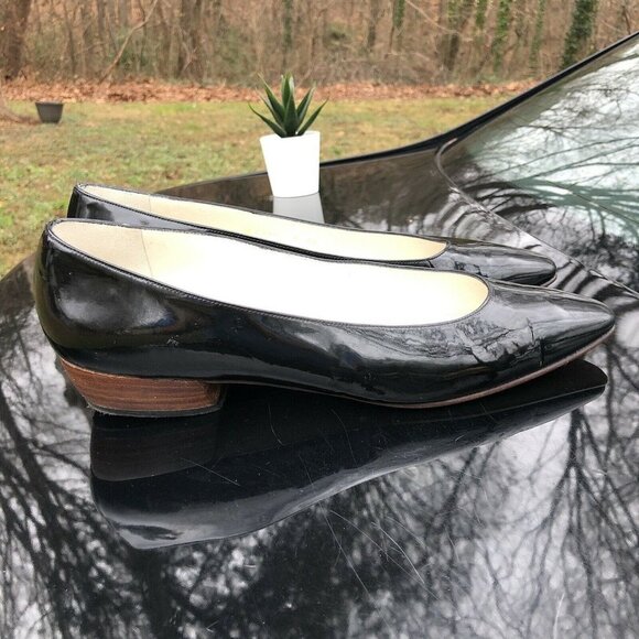 Cole Haan Made Spain Black Patented Leather Slip On Heels Pumps WOMENS Size 9 AA - Picture 6 of 11